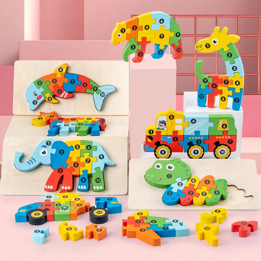Kids Wooden Animal Shape Matching Puzzle Toy(Montessori wooden puzzle board)