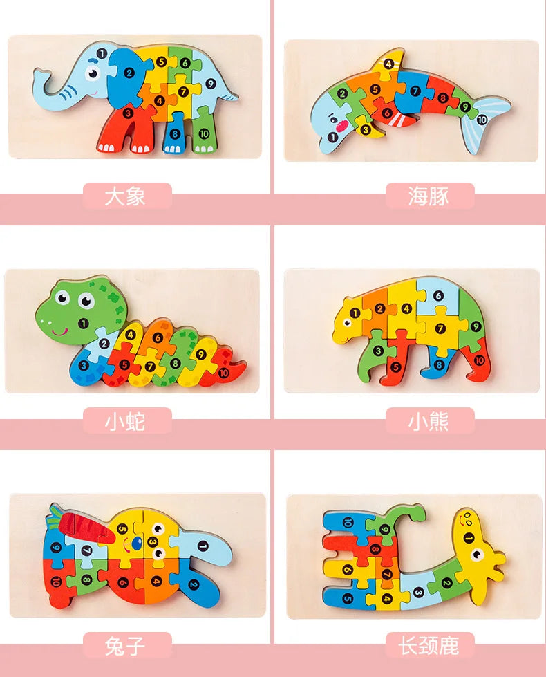 Kids Wooden Animal Shape Matching Puzzle Toy(Montessori wooden puzzle board)