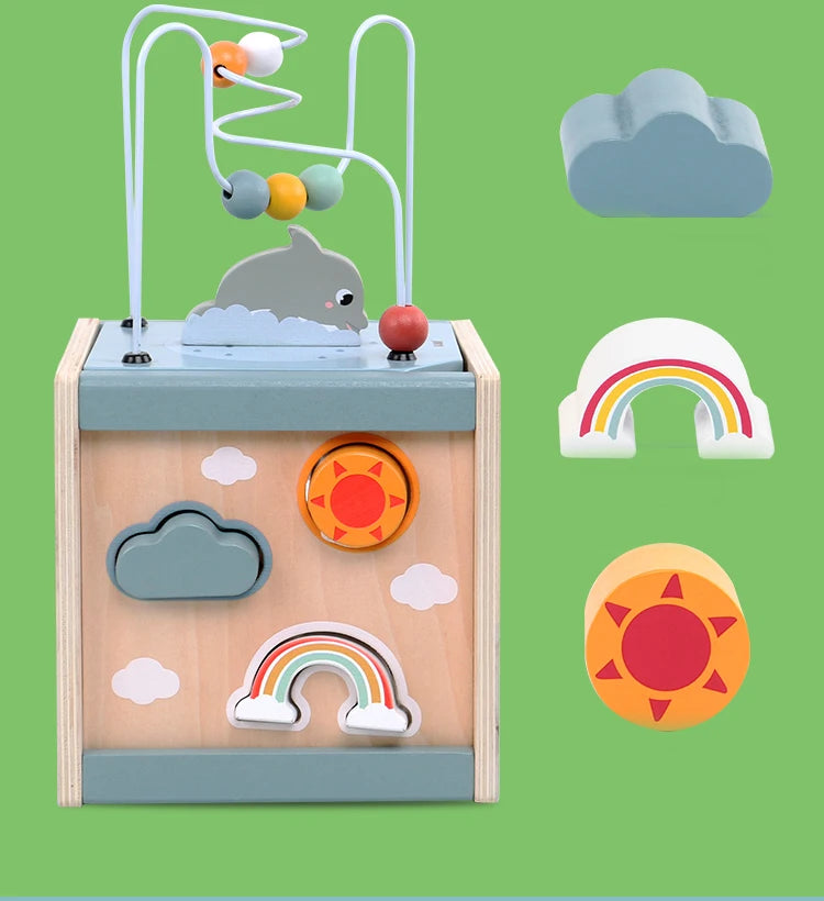 Wooden Activity Cube – Montessori Learning Toy