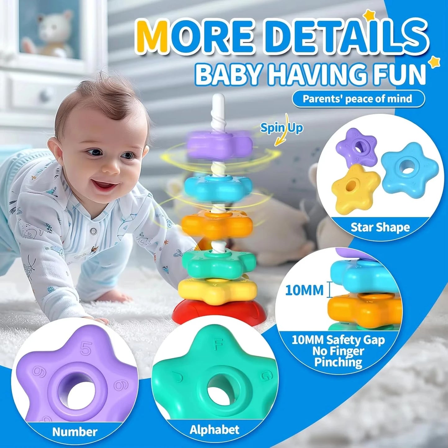 Montessori Baby Spinning Stacking Ring Toy