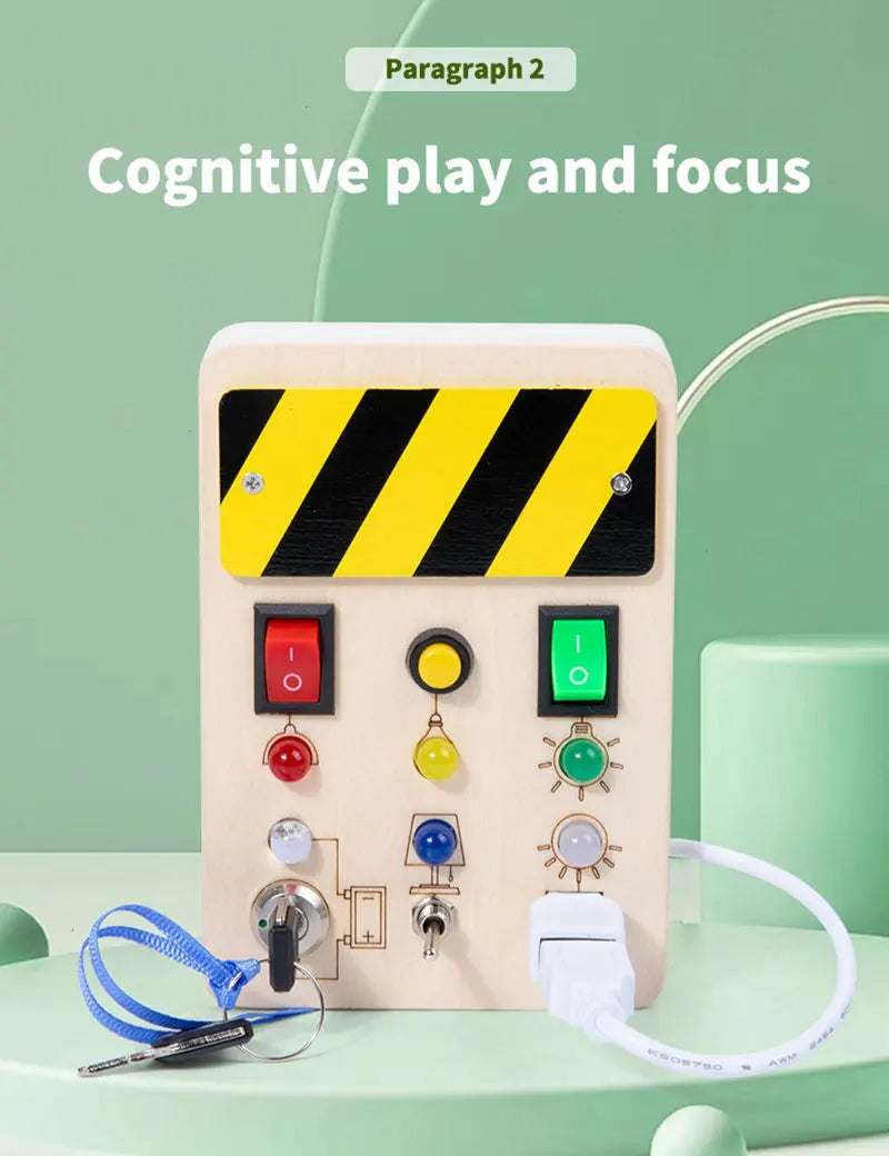 Montessori Busy Board – LED Sensory Learning Toy for Kids (2-4 Years)