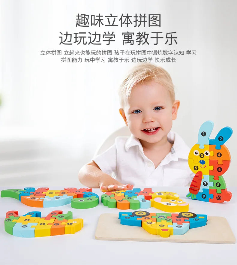 Kids Wooden Animal Shape Matching Puzzle Toy(Montessori wooden puzzle board)