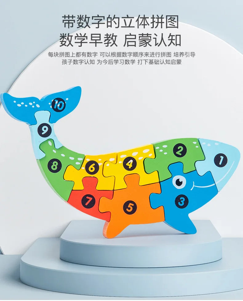 Kids Wooden Animal Shape Matching Puzzle Toy(Montessori wooden puzzle board)