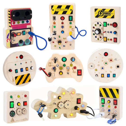 Montessori Busy Board – LED Sensory Learning Toy for Kids (2-4 Years)