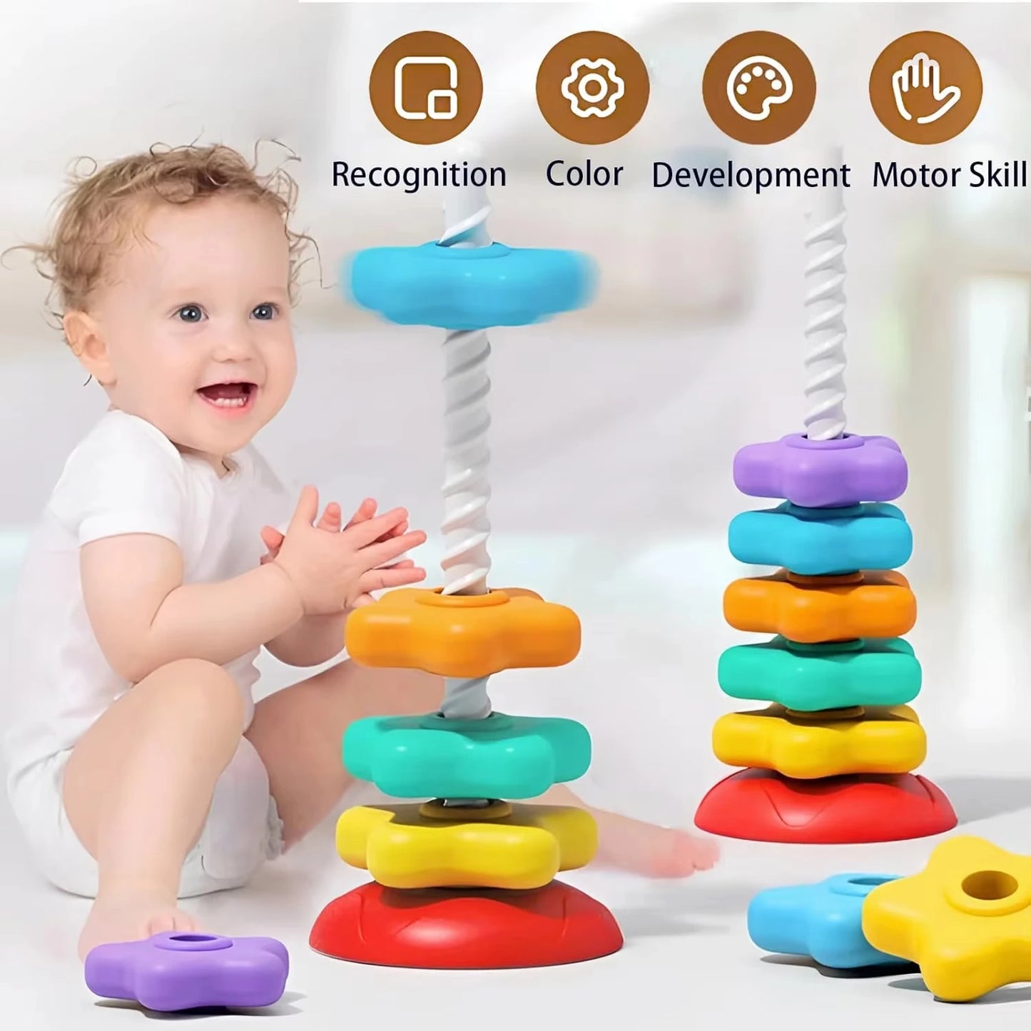 Montessori Baby Spinning Stacking Ring Toy