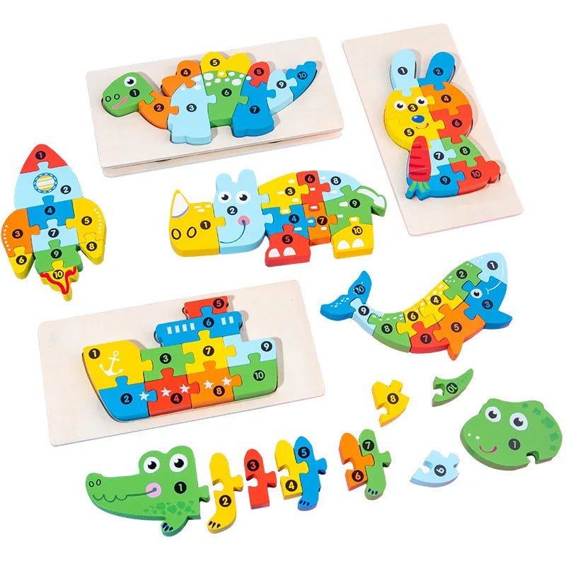 Kids Wooden Animal Shape Matching Puzzle Toy(Montessori wooden puzzle board)