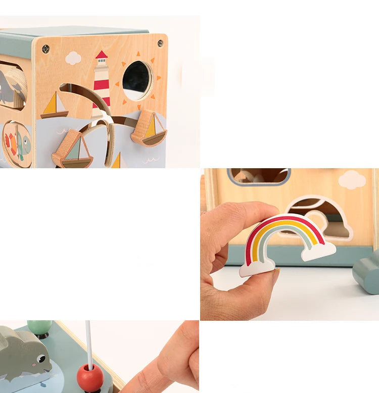 Wooden Activity Cube – Montessori Learning Toy