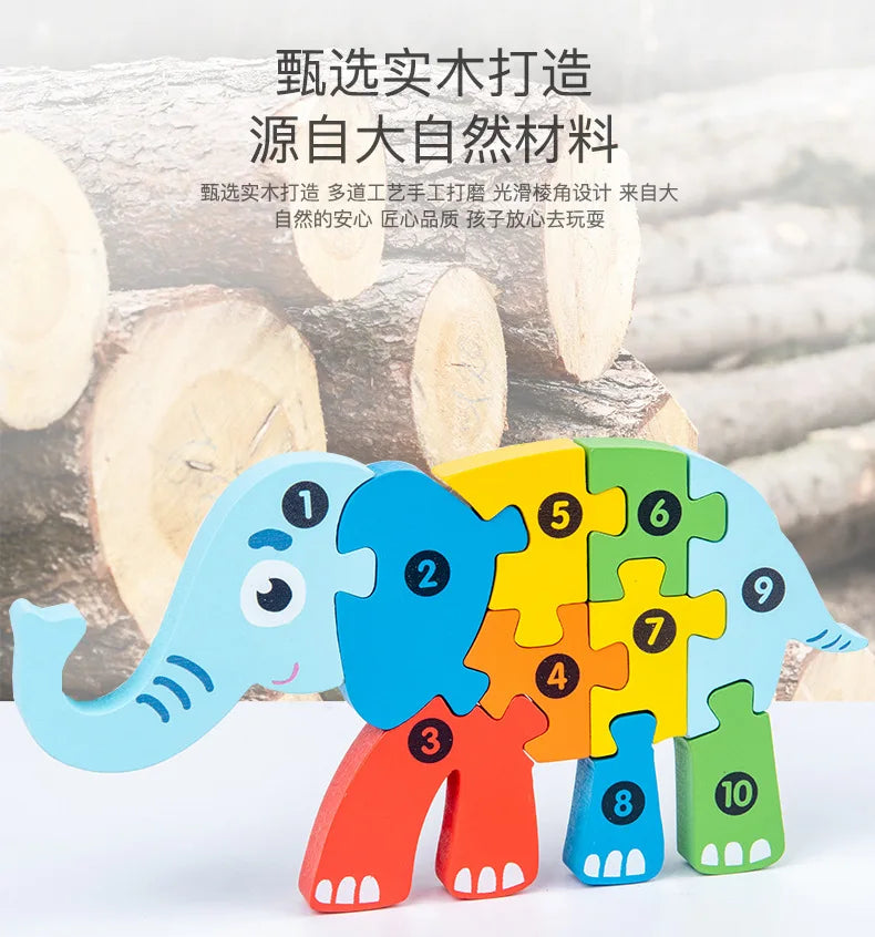 Kids Wooden Animal Shape Matching Puzzle Toy(Montessori wooden puzzle board)