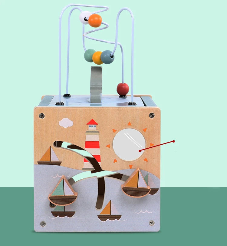 Wooden Activity Cube – Montessori Learning Toy