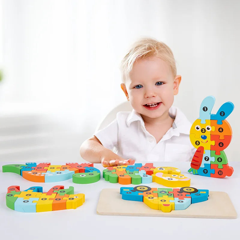 Kids Wooden Animal Shape Matching Puzzle Toy(Montessori wooden puzzle board)