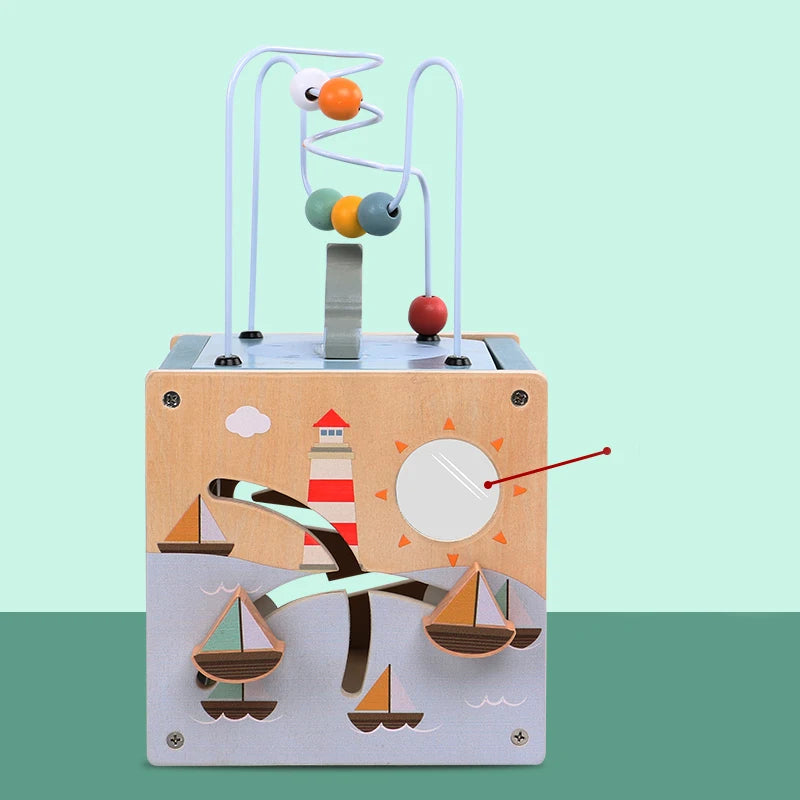 Wooden Activity Cube – Montessori Learning Toy