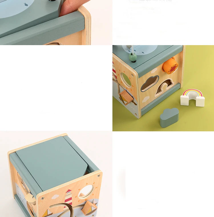 Wooden Activity Cube – Montessori Learning Toy