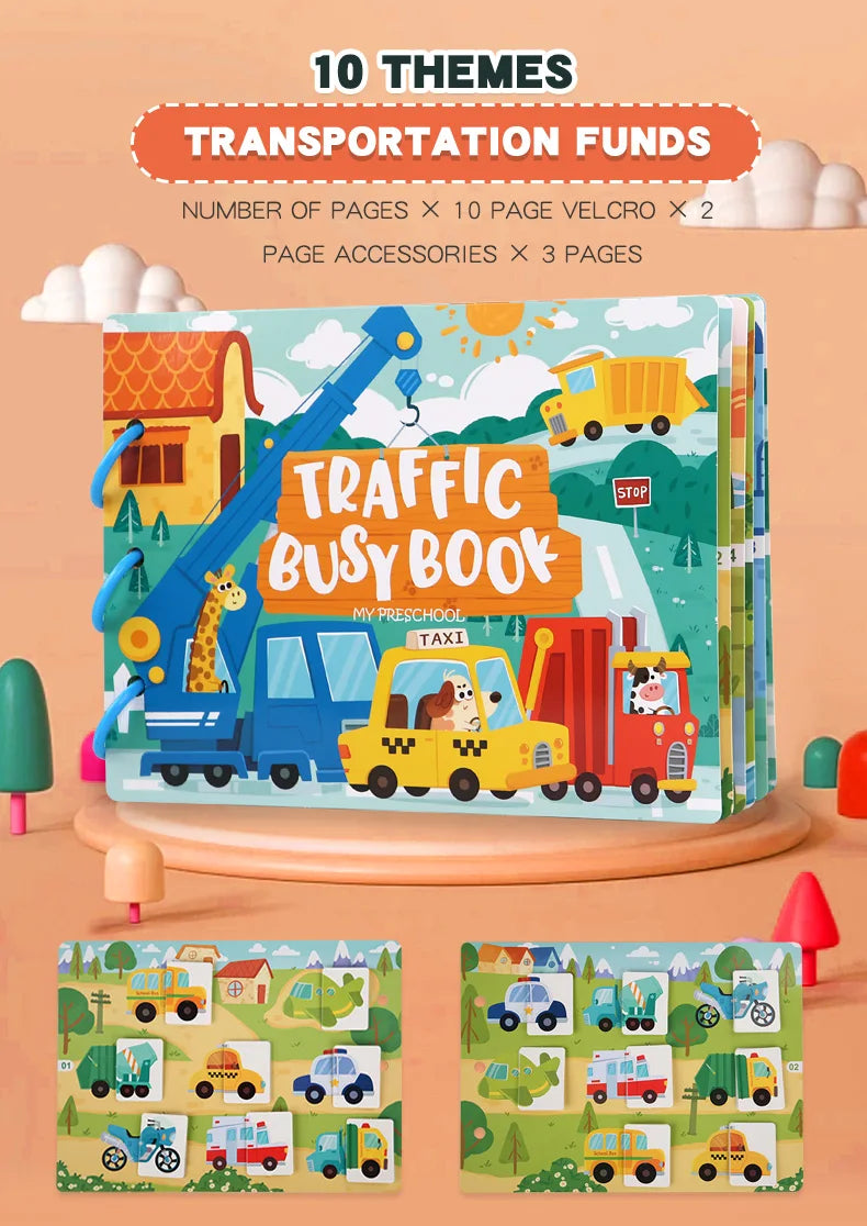CUBBY Kids™ Montessori Busy Book –Screen- Free Learn Through Play