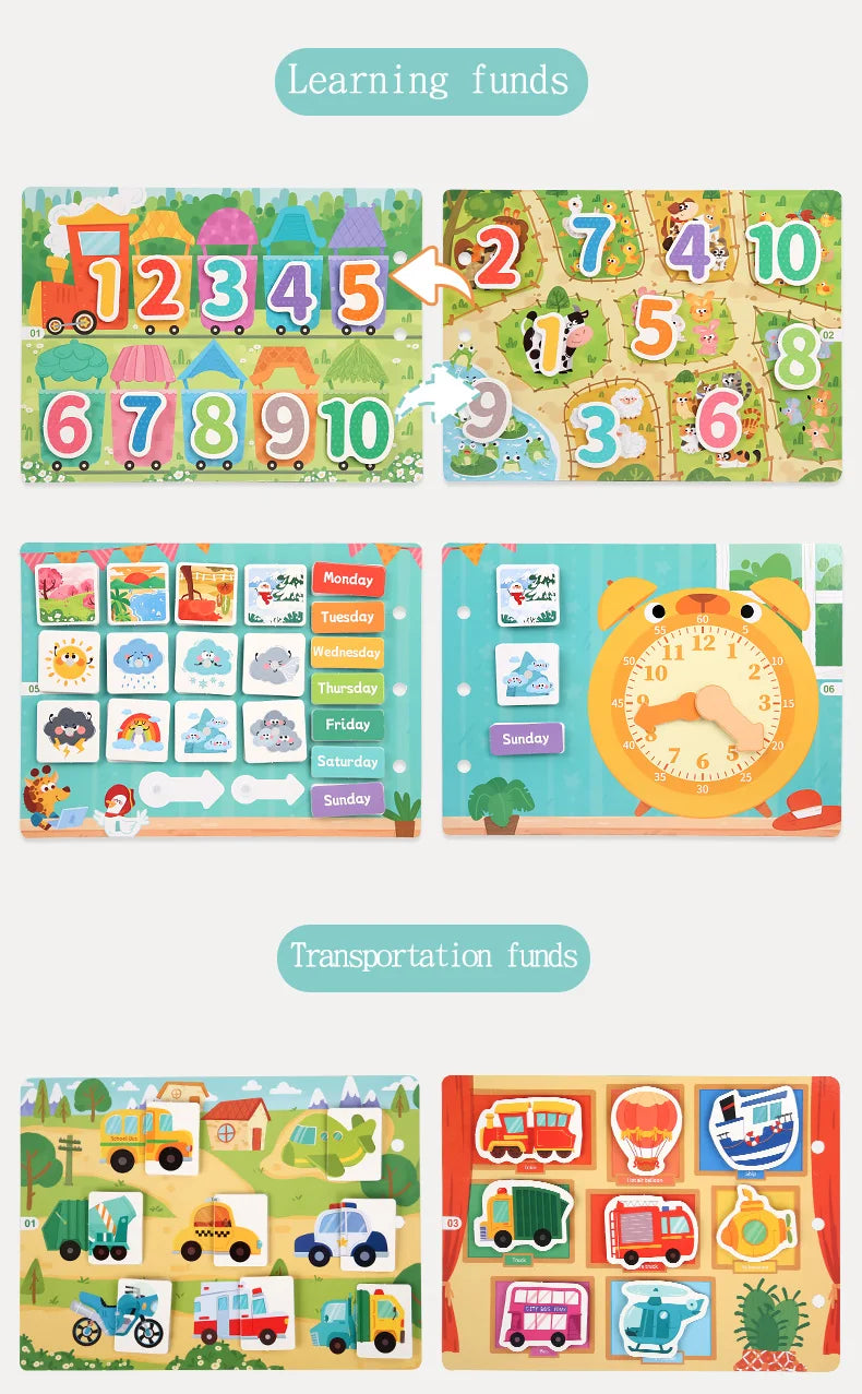 CUBBY Kids™ Montessori Busy Book –Screen- Free Learn Through Play