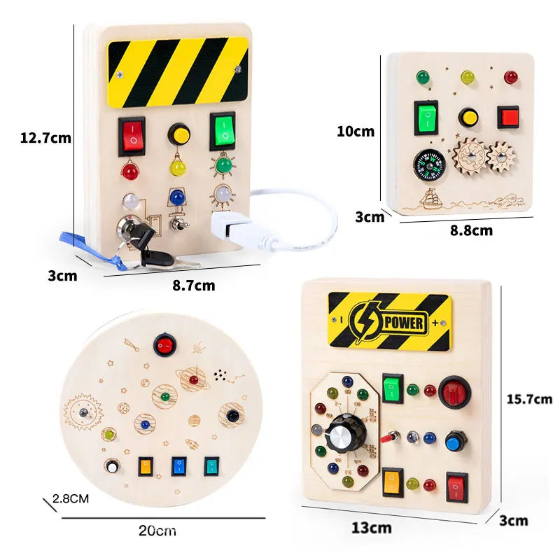 Montessori Busy Board – LED Sensory Learning Toy for Kids (2-4 Years)