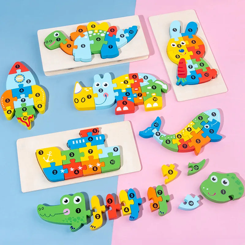 Kids Wooden Animal Shape Matching Puzzle Toy(Montessori wooden puzzle board)