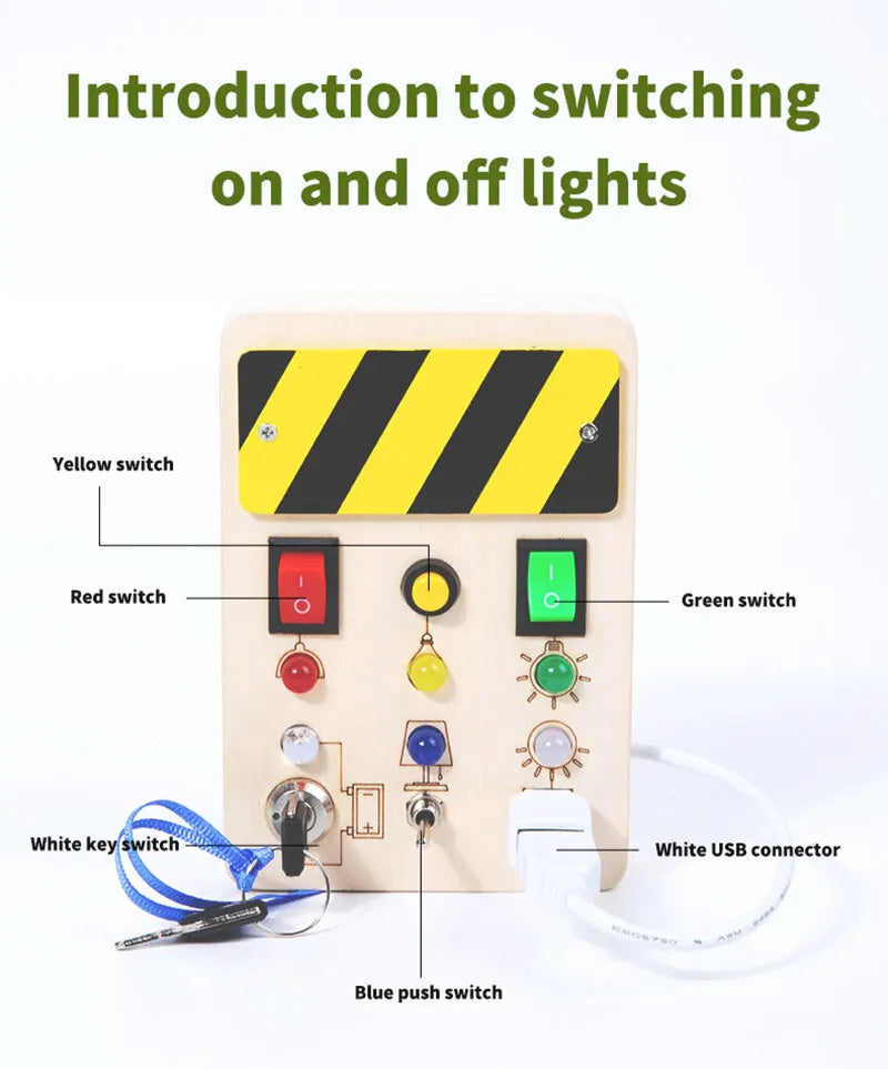 Montessori Busy Board – LED Sensory Learning Toy for Kids (2-4 Years)