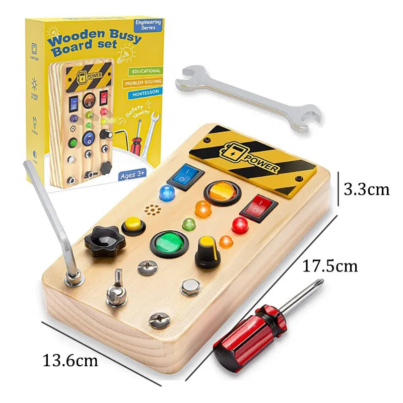 Montessori Busy Board – LED Sensory Learning Toy for Kids (2-4 Years)