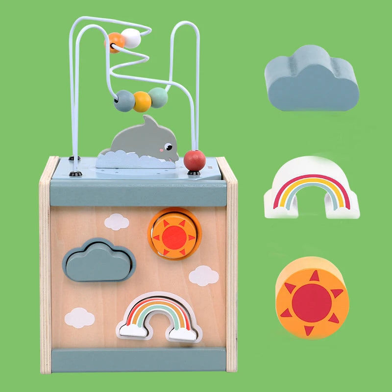 Wooden Activity Cube – Montessori Learning Toy
