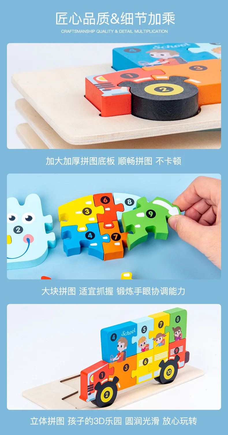 Kids Wooden Animal Shape Matching Puzzle Toy(Montessori wooden puzzle board)