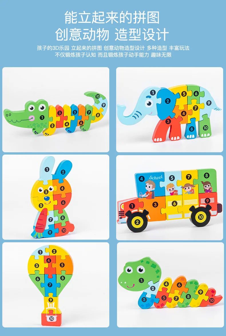 Kids Wooden Animal Shape Matching Puzzle Toy(Montessori wooden puzzle board)